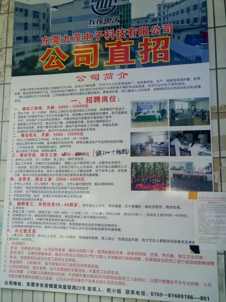 宏利电子厂最新招工